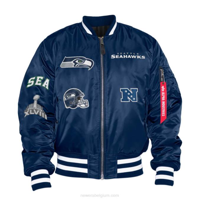 New Era Seattle Seahawks x Alpha Industries marineblauw omkeerbaar bomberjack BT242581