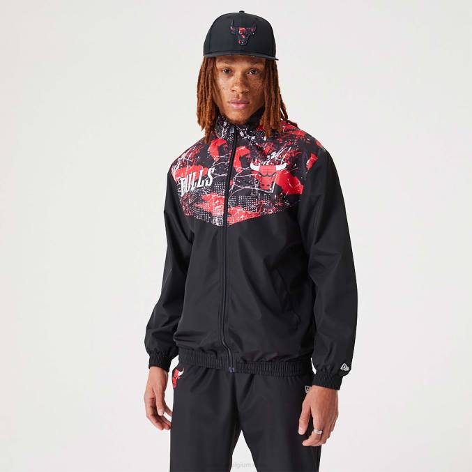 New Era chicago bulls nba zwart trainingsjack met all-over print BT242562