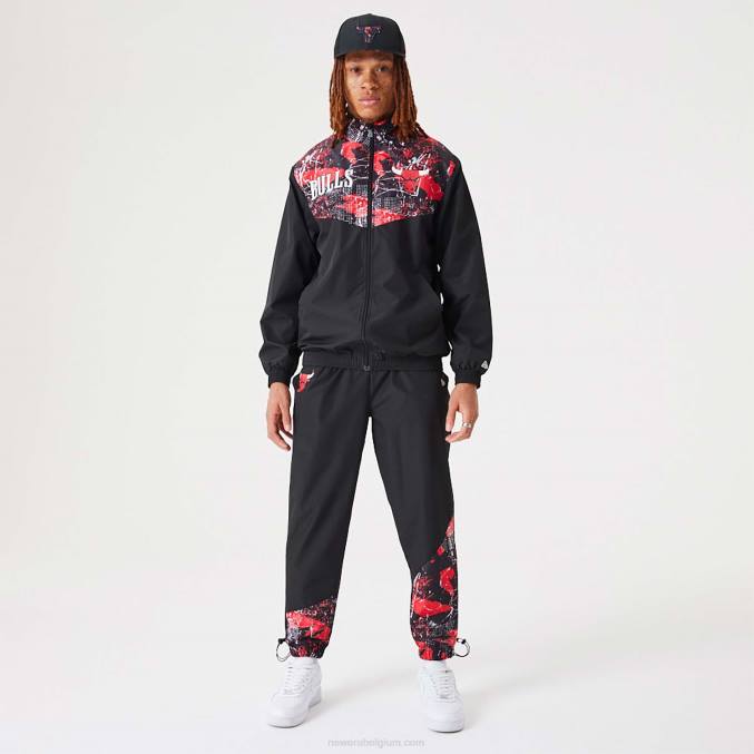 New Era chicago bulls nba zwart trainingsjack met all-over print BT242562