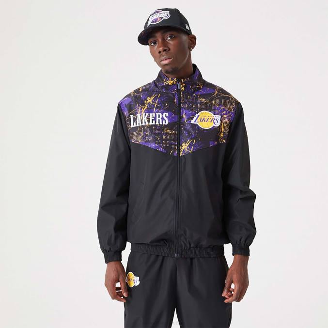 New Era la lakers nba zwart trainingsjack met all-over print BT242568
