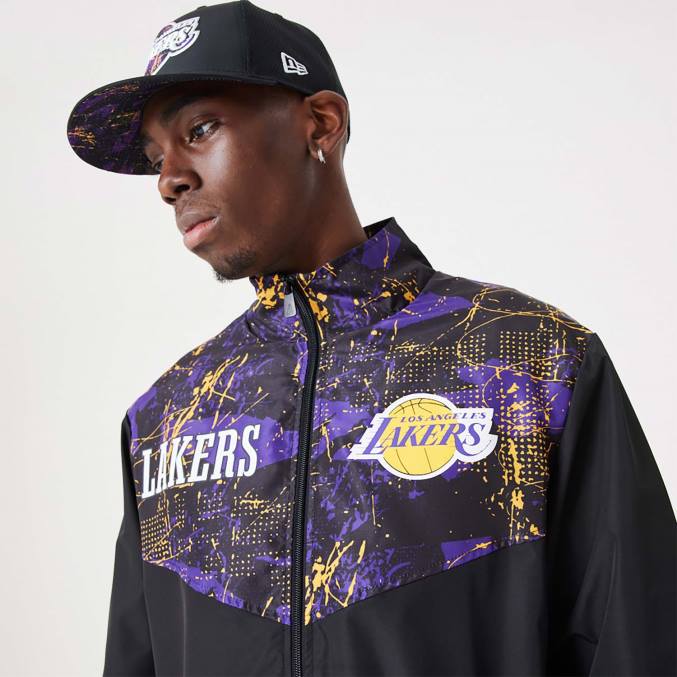New Era la lakers nba zwart trainingsjack met all-over print BT242568
