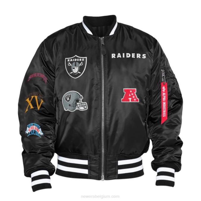 New Era las vegas raiders x alpha industries zwart omkeerbaar bomberjack BT242577