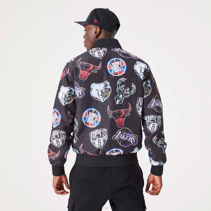 New Era nba all-over print teamlogo's zwart bomberjack BT242571
