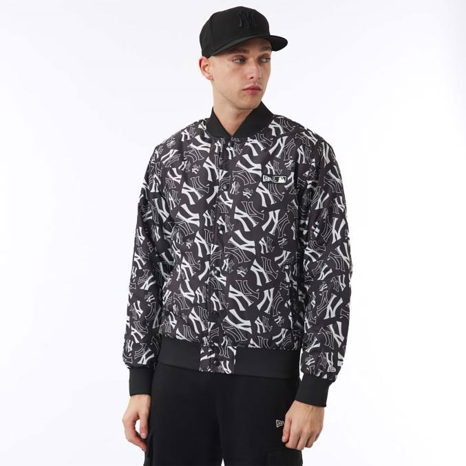 New Era zwart bomberjack met New York Yankees-logoprint BT242583
