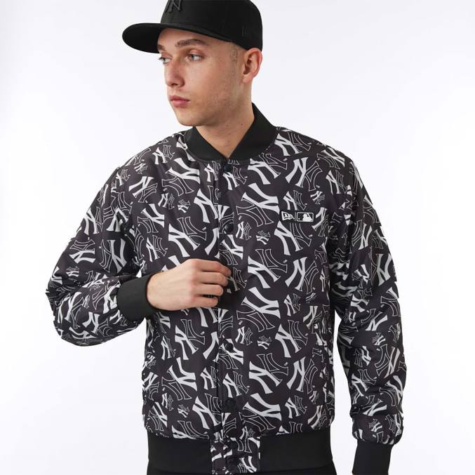 New Era zwart bomberjack met New York Yankees-logoprint BT242583