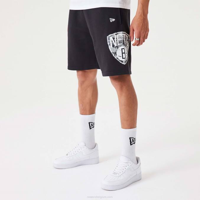 New Era Brooklyn Nets nba team logo zwarte short BT242637