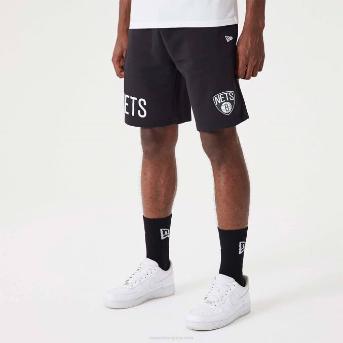 New Era Brooklyn Nets nba wordmark zwarte oversized short BT242633
