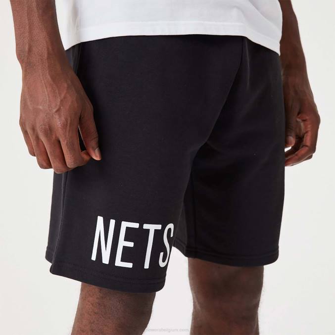 New Era Brooklyn Nets nba wordmark zwarte oversized short BT242633