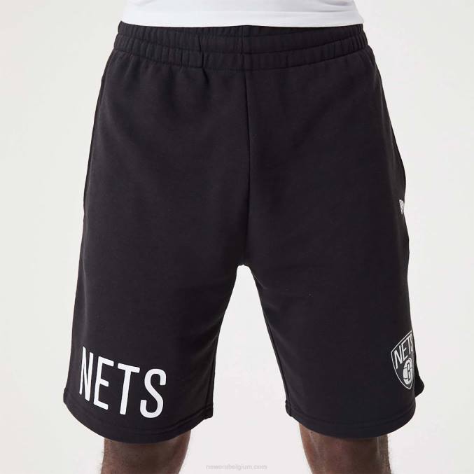 New Era Brooklyn Nets nba wordmark zwarte oversized short BT242633