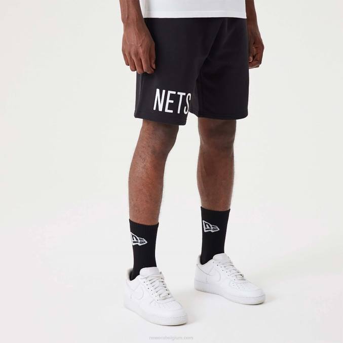 New Era Brooklyn Nets nba wordmark zwarte oversized short BT242633