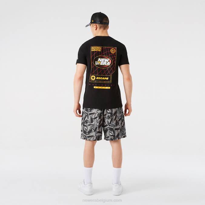 New Era print zwarte cargo shorts BT242634