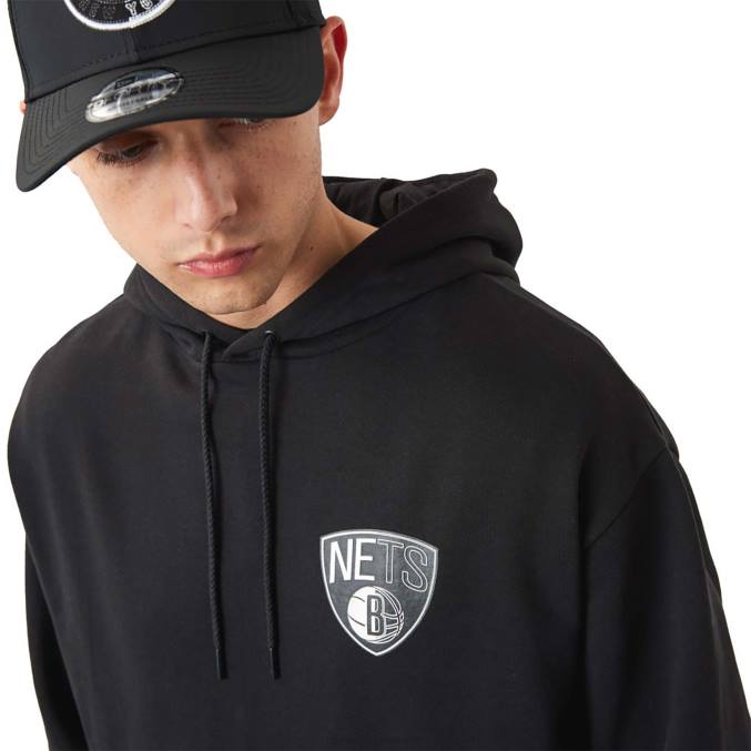 New Era Brooklyn Nets NBA-teamlogo zwarte hoodie BT242715