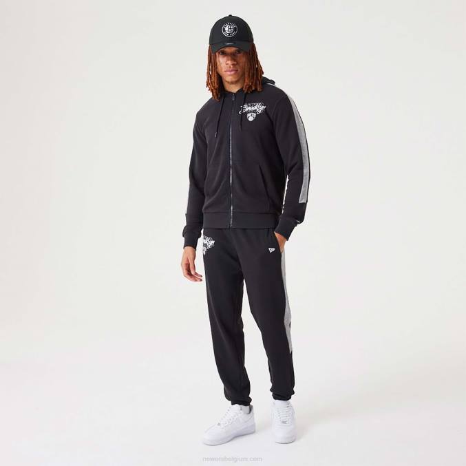 New Era Brooklyn Nets nba script zwarte hoodie met rits BT242752