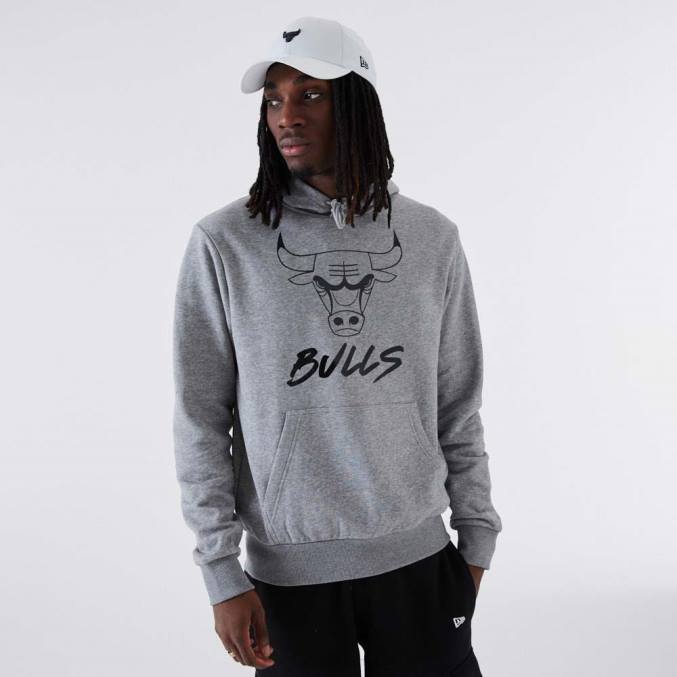 New Era Chicago Bulls nba metallic grijze hoodie BT242738