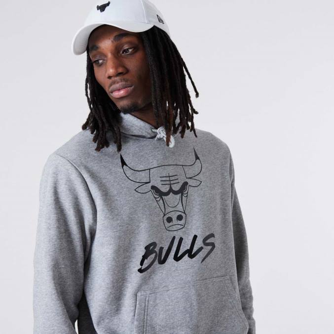 New Era Chicago Bulls nba metallic grijze hoodie BT242738