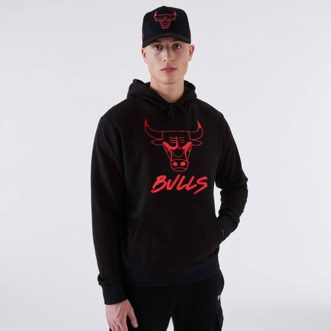 New Era Chicago Bulls nba metallic zwarte hoodie BT242730
