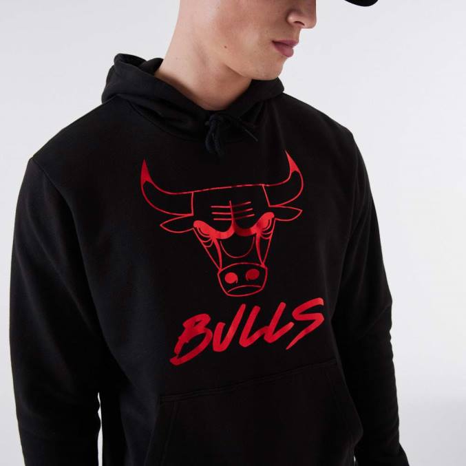 New Era Chicago Bulls nba metallic zwarte hoodie BT242730