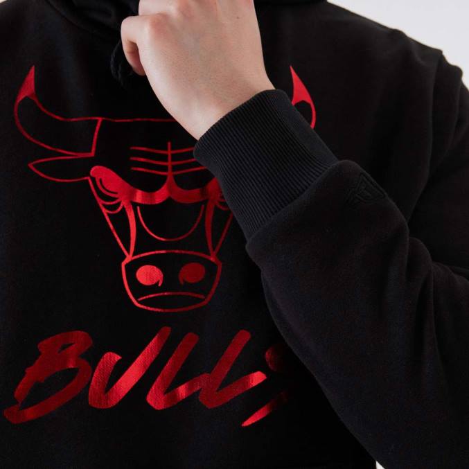 New Era Chicago Bulls nba metallic zwarte hoodie BT242730