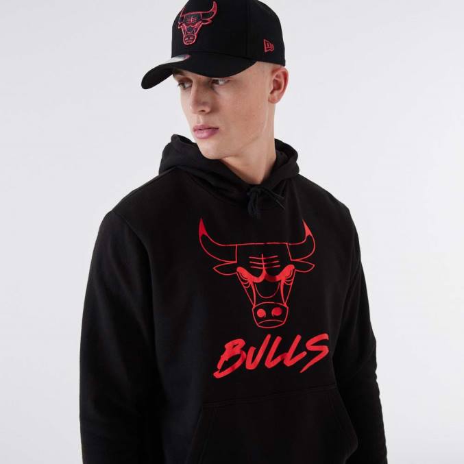 New Era Chicago Bulls nba metallic zwarte hoodie BT242730
