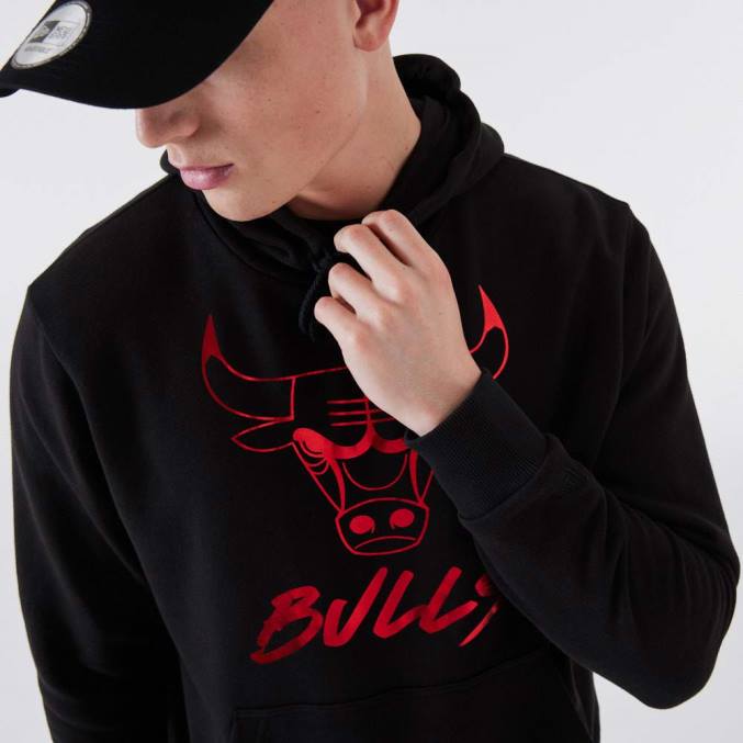 New Era Chicago Bulls nba metallic zwarte hoodie BT242730