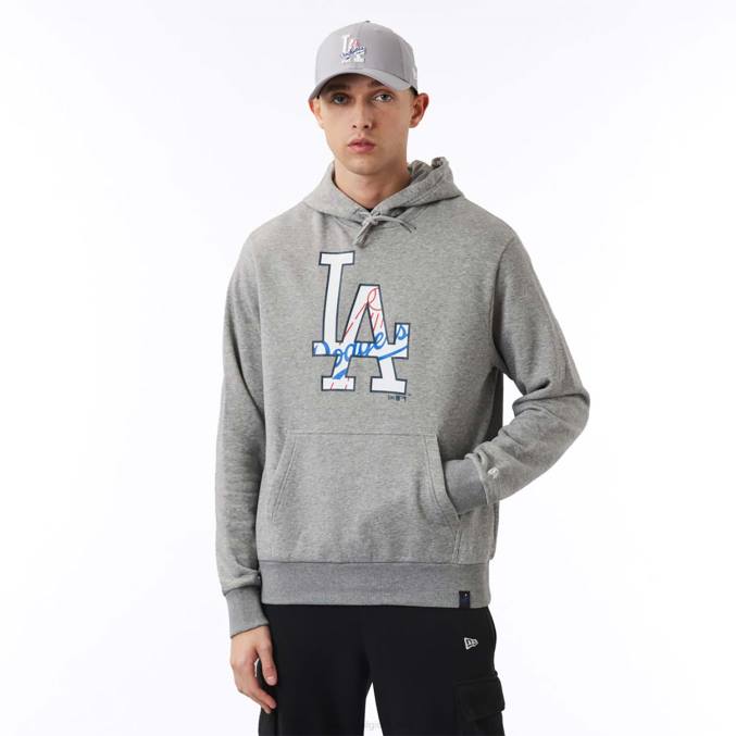 New Era La Dodgers grijze hoodie met dubbel logo BT242779