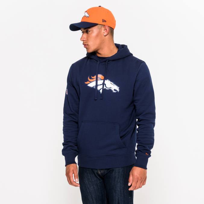 New Era Marineblauwe hoodie met Denver Broncos-teamlogo BT242809