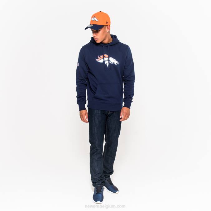 New Era Marineblauwe hoodie met Denver Broncos-teamlogo BT242809