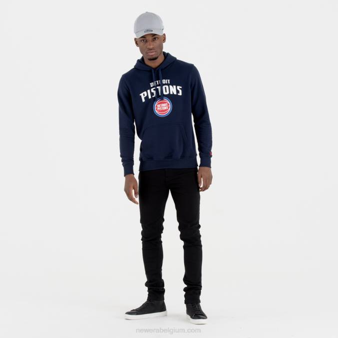 New Era Marineblauwe hoodie met het Detroit Pistons-teamlogo BT242719