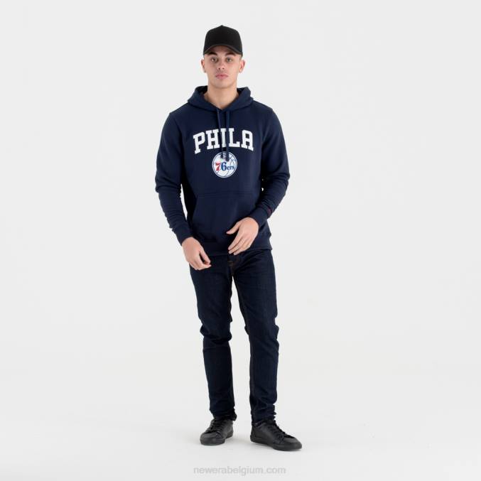 New Era Marineblauwe hoodie met philadelphia 76ers teamlogo BT242702