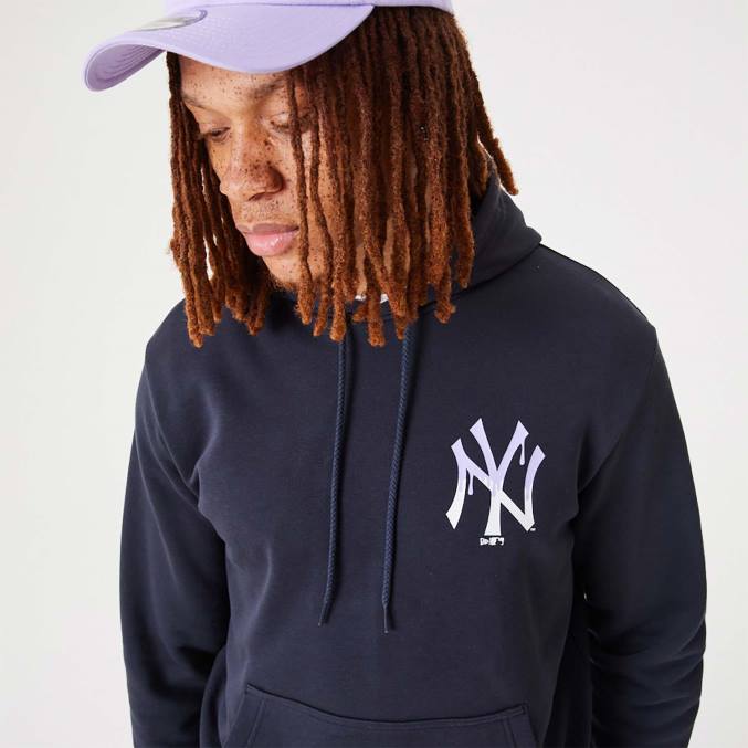 New Era New York Yankees mlb drip logo marineblauwe pullover hoodie BT242665