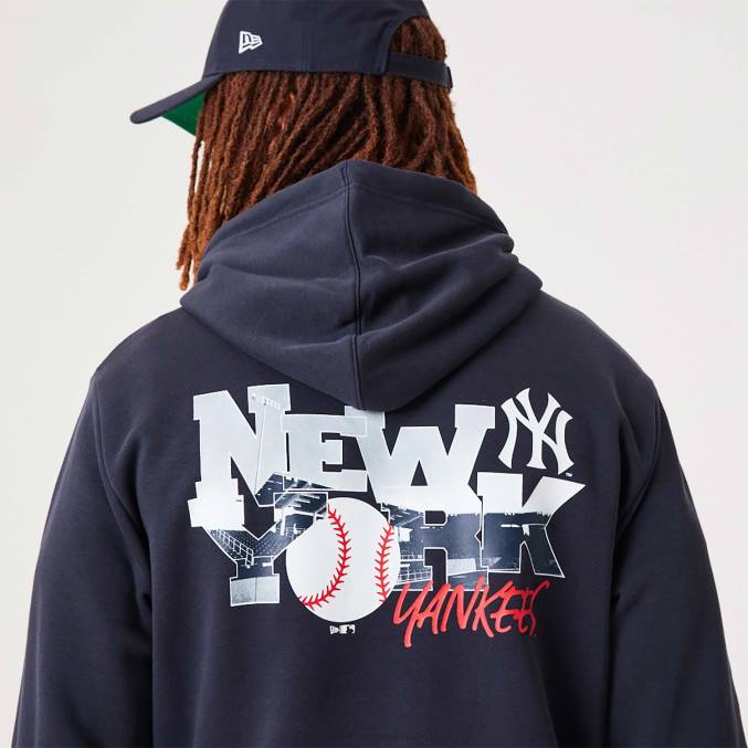 New Era New York Yankees mlb teamlogo marineblauwe pullover hoodie BT242721
