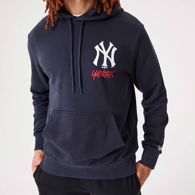 New Era New York Yankees mlb teamlogo marineblauwe pullover hoodie BT242721