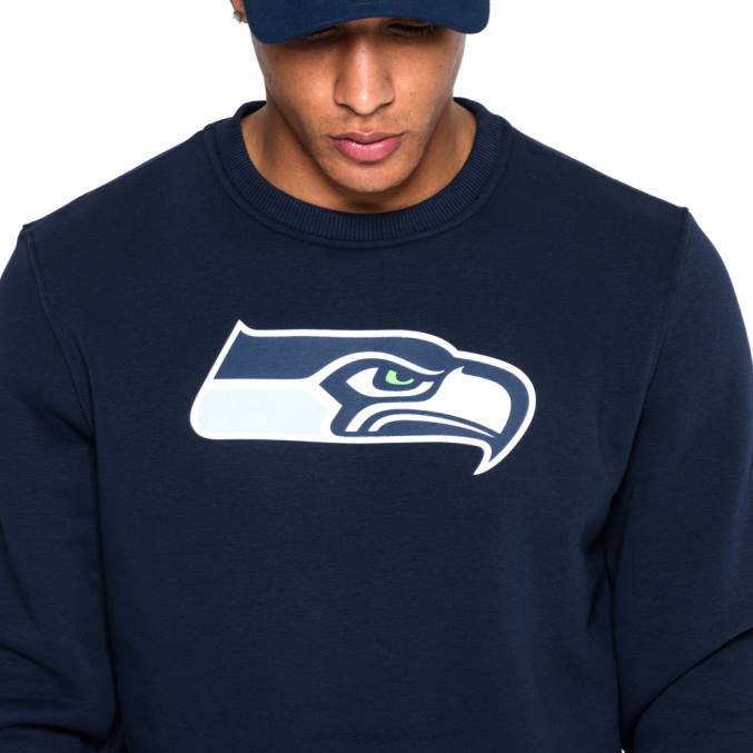 New Era blauw sweatshirt met ronde hals en Seattle Seahawks-teamlogo BT242772