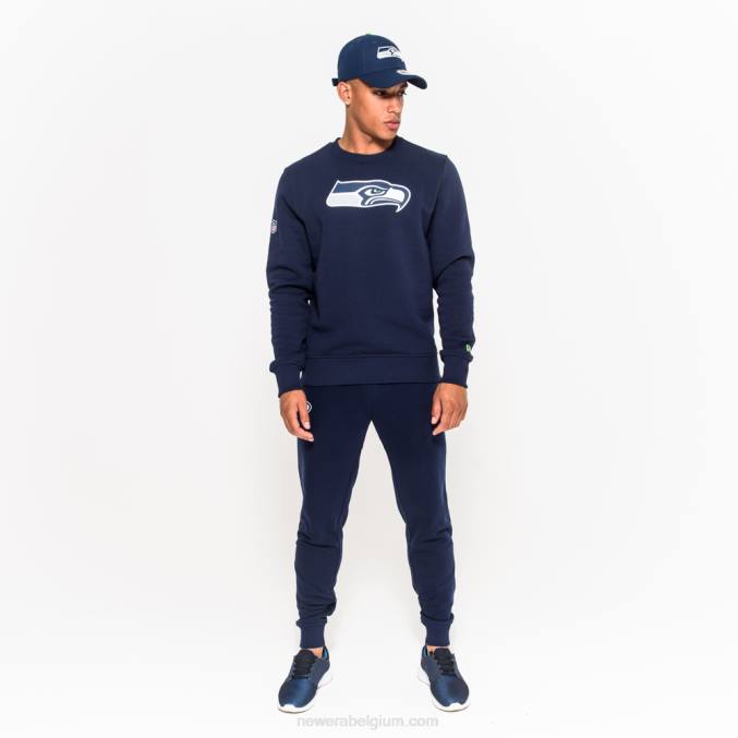 New Era blauw sweatshirt met ronde hals en Seattle Seahawks-teamlogo BT242772