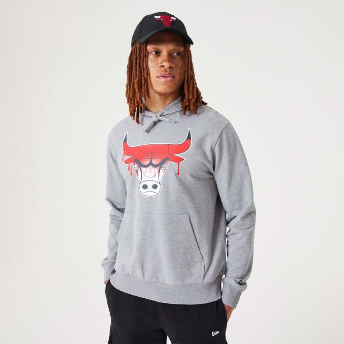 New Era chicago bulls nba drip logo medium grijze pullover hoodie BT242812