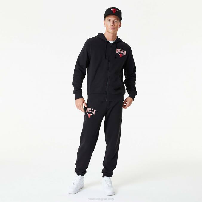 New Era chicago bulls nba essentials zwarte hoodie met volledige rits BT242680