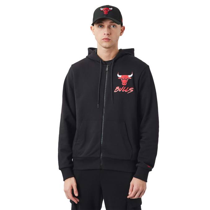 New Era chicago bulls nba script zwarte hoodie met rits BT242698