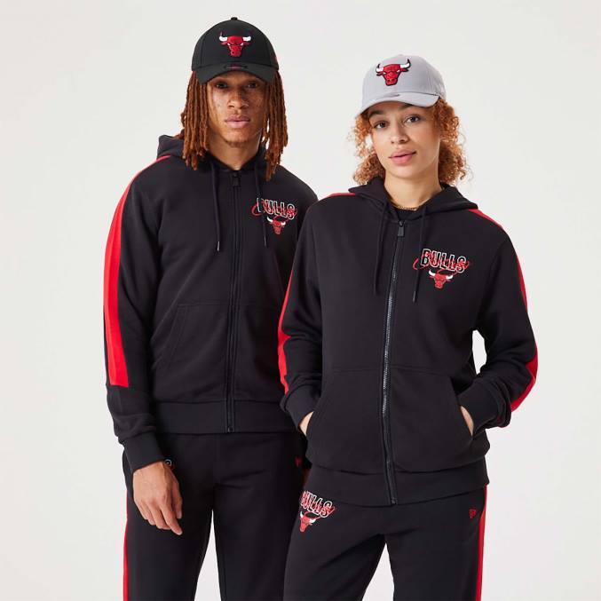 New Era chicago bulls nba script zwarte hoodie met rits BT242728