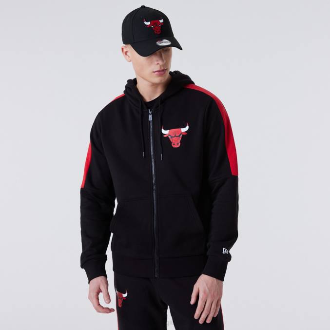 New Era chicago bulls zwarte hoodie met volledige ritssluiting BT242658