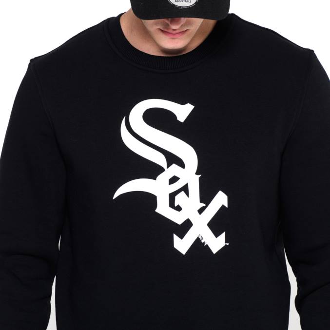New Era chicago white sox team zwart sweatshirt met ronde hals BT242788