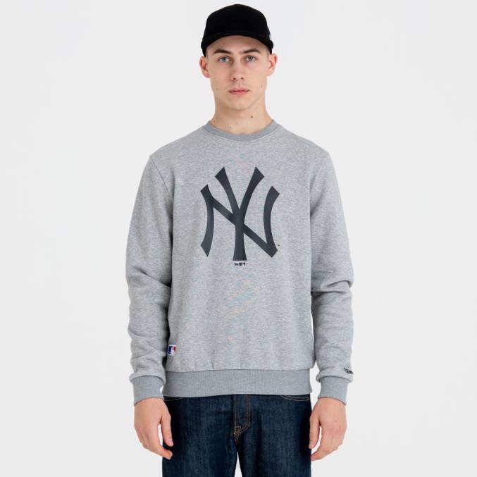 New Era grijs sweatshirt met ronde hals en New York Yankees mlb-teamlogo BT242782