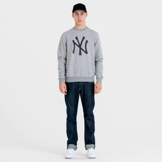 New Era grijs sweatshirt met ronde hals en New York Yankees mlb-teamlogo BT242782