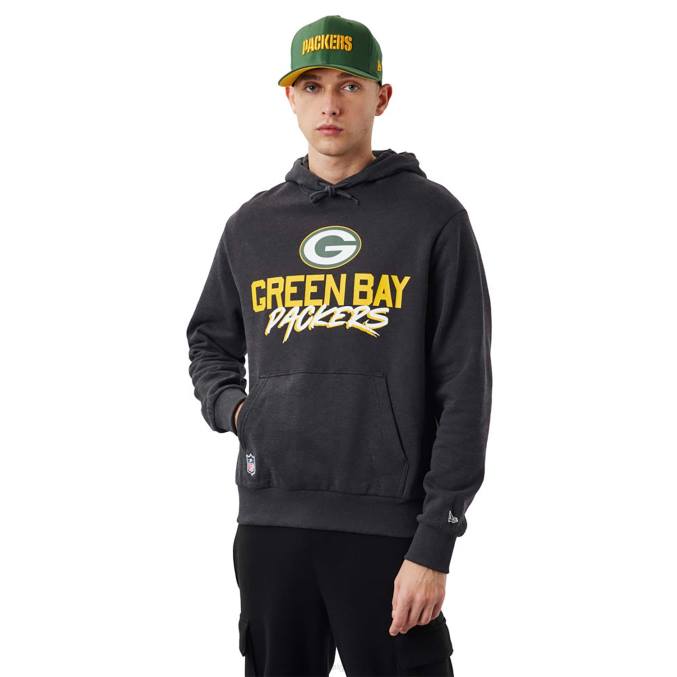 New Era groene bay packers nfl script donkergrijze hoodie BT242771