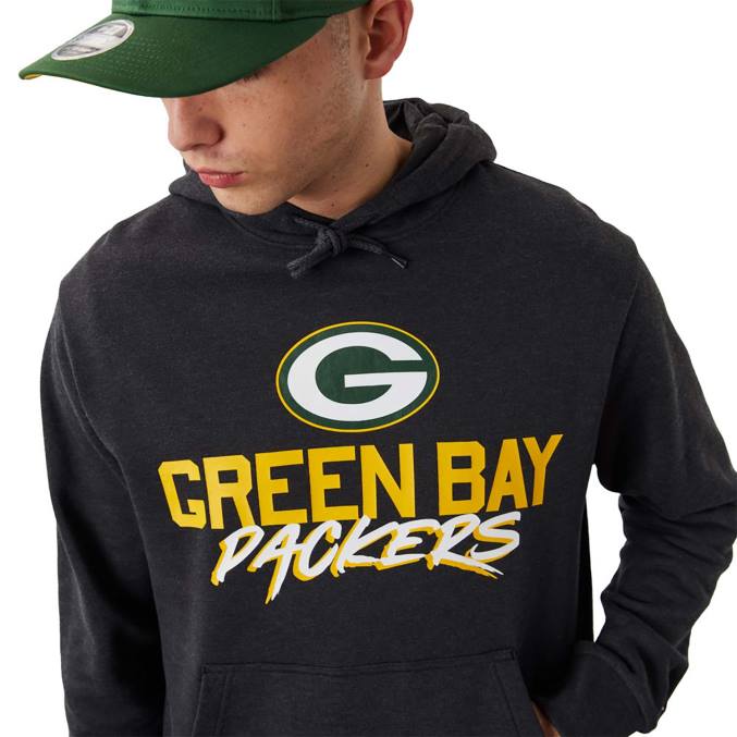 New Era groene bay packers nfl script donkergrijze hoodie BT242771