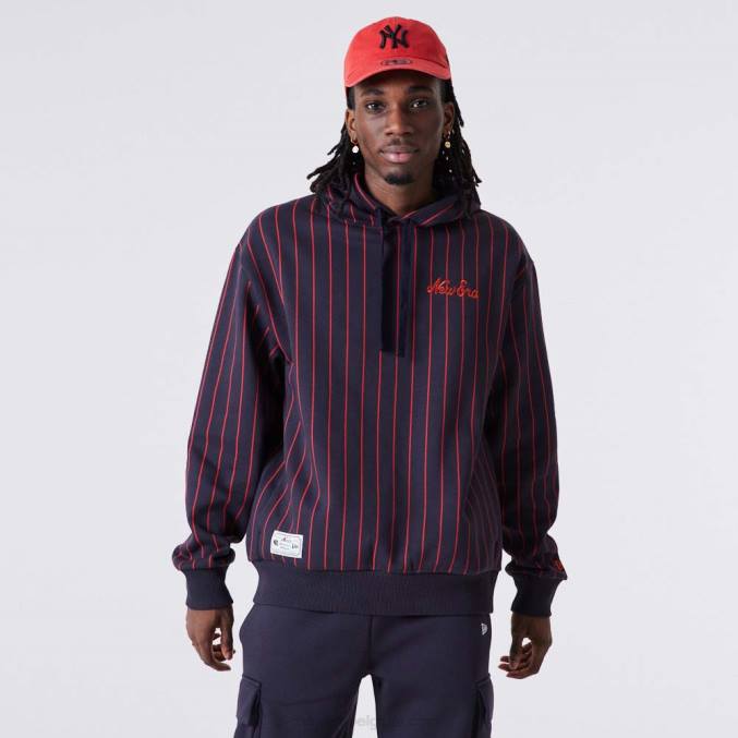 New Era krijtstreep oversized blauwe hoodie BT242753