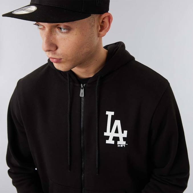 New Era la dodgers mlb league essentiële zwarte hoodie met volledige ritssluiting BT242760