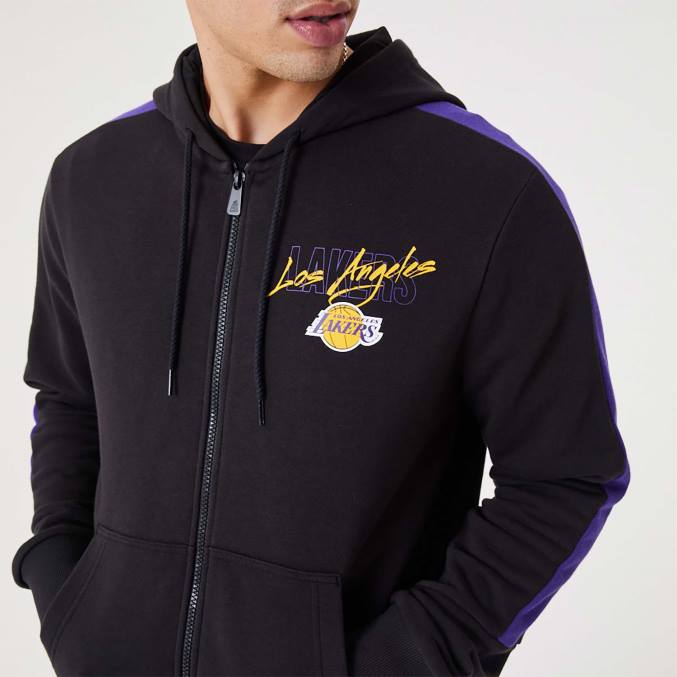 New Era la lakers nba script zwarte hoodie met rits BT242768