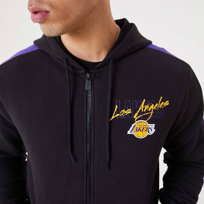 New Era la lakers nba script zwarte hoodie met rits BT242768