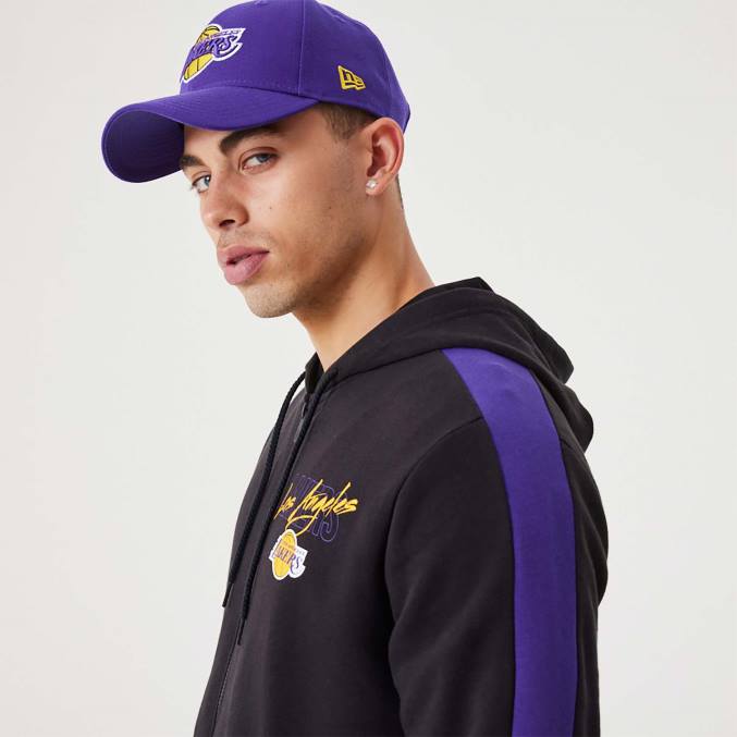 New Era la lakers nba script zwarte hoodie met rits BT242768