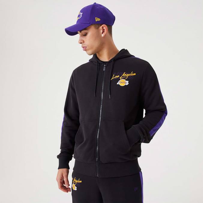 New Era la lakers nba script zwarte hoodie met rits BT242768